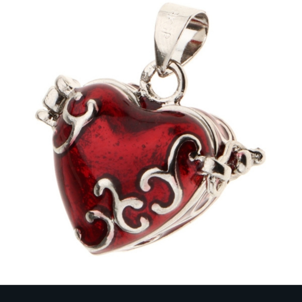 2 Cremation Keepsakes Red Enamel Heart Egg Locket Pendants Red - Picture 10 of 13